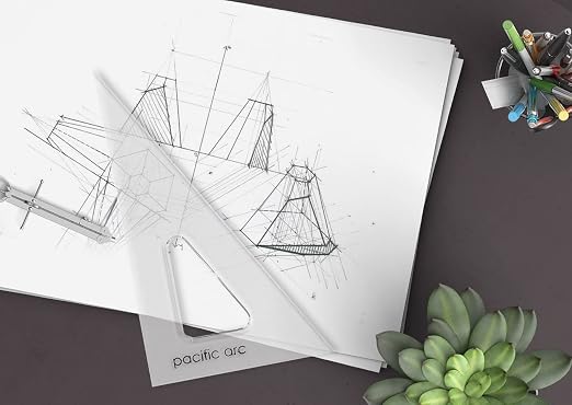 Pacific Arc's Scholastic Triangle - 12 inch - Clear - 30/60 Angle - Plain Edge - Polystyrene - Technical Drawing Tools, Drafting, Architect and Engineering.
