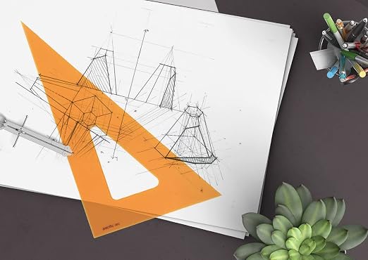 Pacific Arc's Scholastic Triangle - 4 inch - Fluorescent - 30/60 Angle - Polystyrene - Inking Edge - Technical Drawing Tools, Drafting, Architect and Engineering.