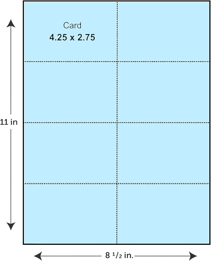 Limited Papers (TM) 8.5x11 Perforated Paper, Variety of Perforation Sizes and Colors, for Forms, Tickets, Postcards, Business Cards. (Ivory, 8 up)