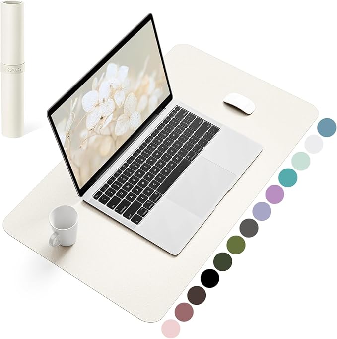 YSAGi Non-Slip Leather Desk Pad, Desk Matt for Desktop, Waterproof Laptop Computer Keyboard Mat, Table Protector Blotter Mat, Large Mouse Pad for Office/Work/Home/Decor(Cream, 23.6" x 13.7")