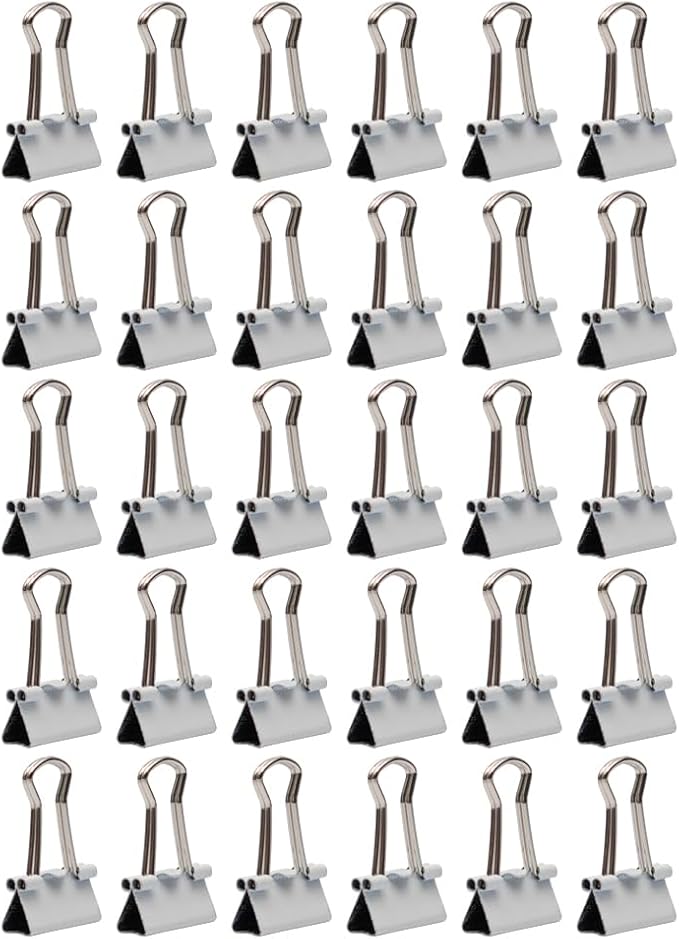 JAM PAPER Colorful Binder Clips - Extra Small - 3/5 Inch (15 mm) - White Binderclips - 30/Pack