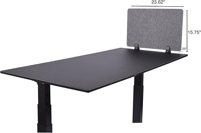 Stand Up Desk Store ReFocus Raw Clamp-On Acoustic Desk Divider Mounted Privacy Panel to Reduce Noise and Visual Distractions (Castle Gray, 23.6" x 16")