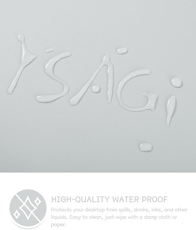 YSAGi Non-Slip Leather Desk Pad XL Size, Waterproof Laptop Computer Desk Keyboard Mat, Table Protector Blotter Mat, Large Mouse Pad for Office/Work/Home/Decor(Silver-Grey, 47.2" x 23.6")-No Band