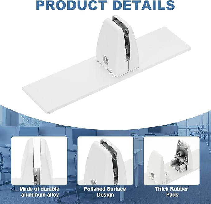 PATIKIL 1.8x1.3x2.5" Desk Divider Support Clamp, 2 Pcs Aluminum Desk Shield Clamp Desk Divider Partition Clamp Sneeze Guard Clamp Bracket for Office Home Desk Panel, White