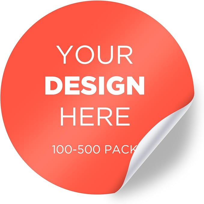 Custom Stickers Personalized Labels - Customized Stickers with Any Design Image Logo Text,Custom Stickers for Business Logo,Custom Thank You Label Stickers,100 Labels (Scalloped,5"x5")