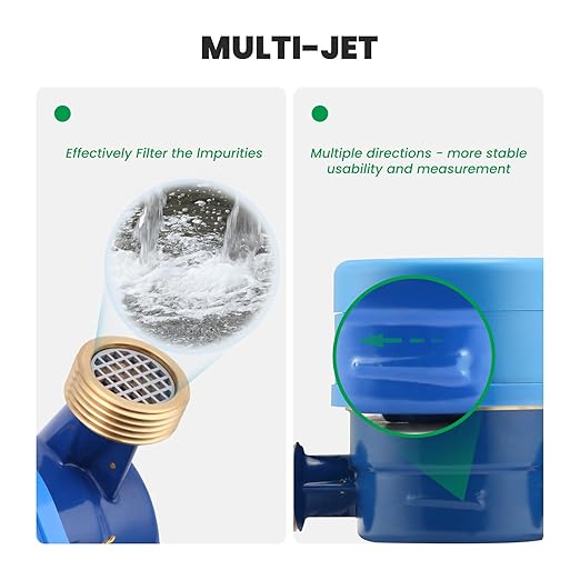 Watflow DN15 Water Meter 1/2" NPT, AWWA C712 Certification Gallon Water Flow Meter with Pulse Output, Cold Water Meter for Garden/Home/Apartment, Horizontal Install.