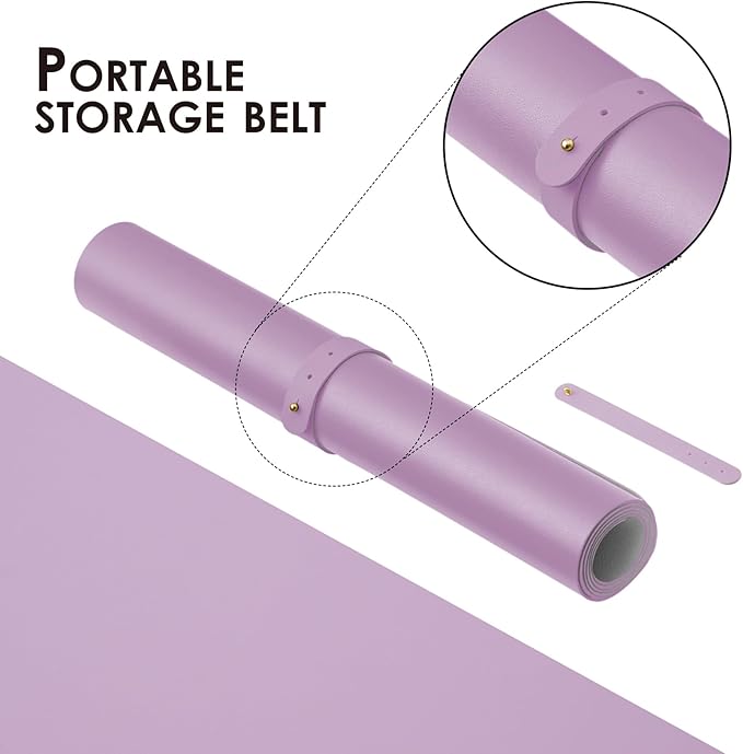 Large Desk Mat - 47.2"x 17" Non-Slip PU Desk Pad for Office and Home - Ideal for Large Mouse Pad and Desk Mats on Top of Desks(Purple)