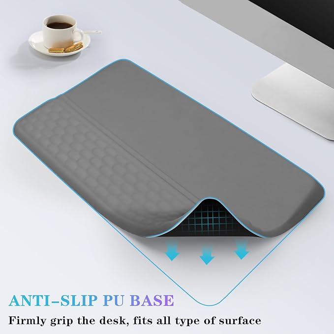 Computer Keyboard Stand with Wrist Rest, Ergonomic Tilted Keyboard Holder - Keyboard Riser with Wrist Pad - Keyboard Tray Support for Office Home - Gray