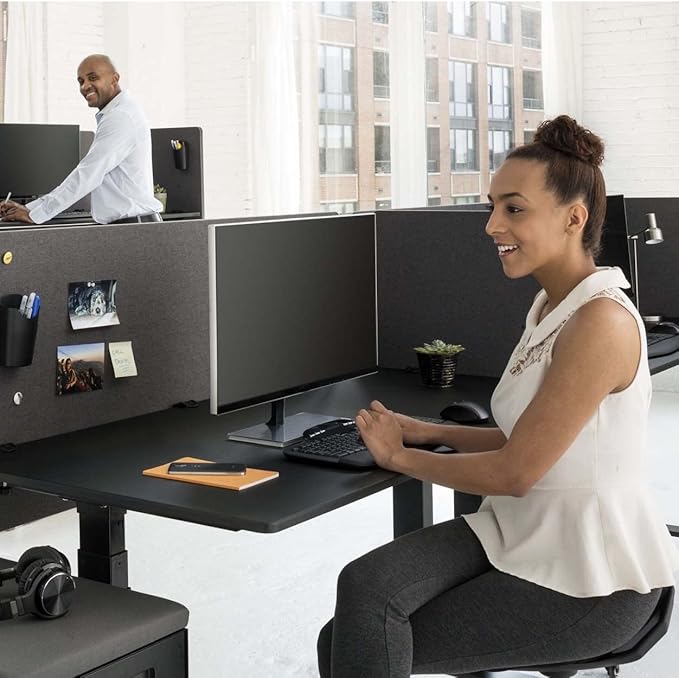 Stand Up Desk Store ReFocus Clamp-on Acoustic Desk Divider Privacy Panel That Reduces Noise and Visual Distractions (Ash Gray, 59" x 23.6")