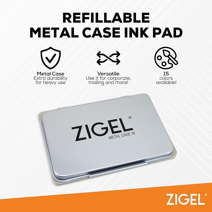 Metal Case Stamp Pad Medium Size, Crimson Red Color - Size: Size: 3" x 4" - Choose from 15 Ink Colors