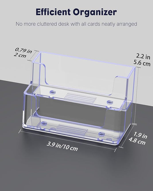 Uniclife Acrylic Business Card Holder for Desk 2 Slots Clear Business Card Display Stand for Men & Women Desktop Business Card Organizer Card Stand for Office Home Exhibition, 120 Card Capacity