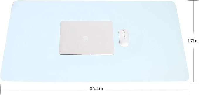 YSAGi Non-Slip Leather Desk Pad L Size, Waterproof Laptop Computer Desk Keyboard Mat, Table Protector Blotter Mat, Large Mouse Pad for Office/Work/Home/Decor(Sky Blue, 35.4" x 17")