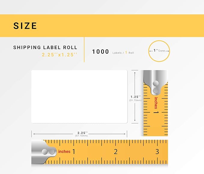 HOUSELABELS 2.25" x 1.25" Address Labels on 1" Core Compatible with Zebra and Rollo Printers, 3 Rolls / 1,000 Labels per Roll