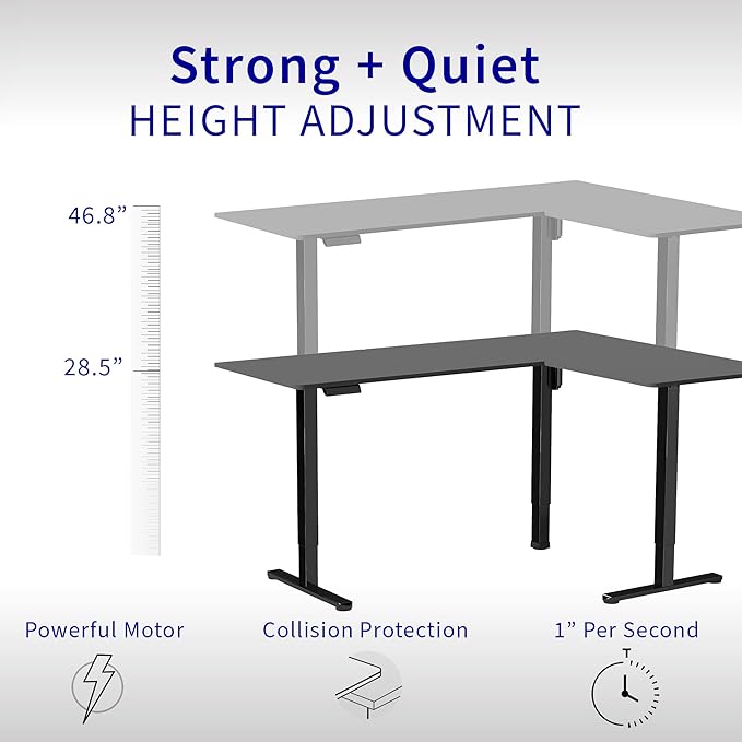VIVO Electric Corner 75 x 63 inch L-Shaped Standing Desk, Memory Height Adjustment, Real Bamboo Top White Frame, DESK-E3CTWO-75