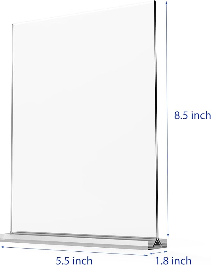 newnewshow Acrylic Sign Holder 5.5x8.5 Inch 3 Pack Vertical T Shape Double-Sided Desktop Display Holder. (Optional 8.5x11 8.5x5.5 5x7 Horizontal and Vertical)