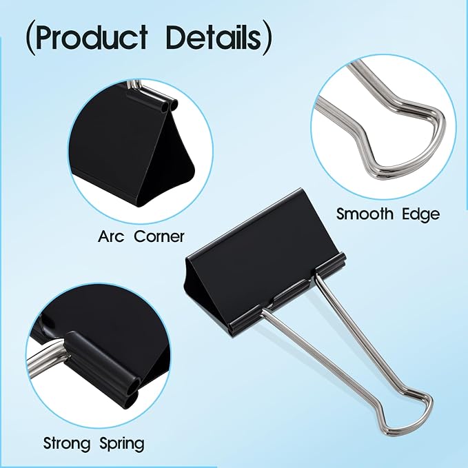 3 Inch Jumbo Binder Clips, Extra Large Heavy Duty Black Metal Paper Clamps, 18Pack, 1.5 Inch Capacity for Thick Document, Curtain & Storage Bag