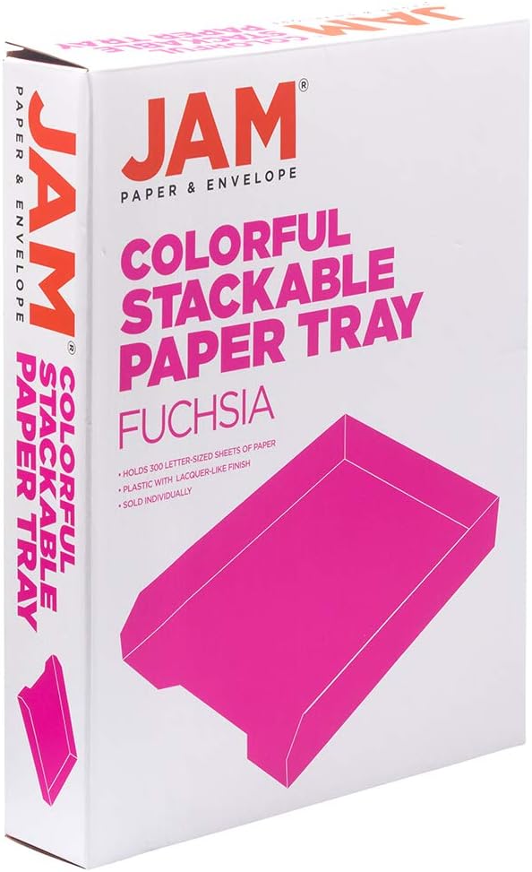 JAM PAPER Stackable Paper Trays - Pink - Desktop Document, Letter, & File Organizer Tray - Sold Individually