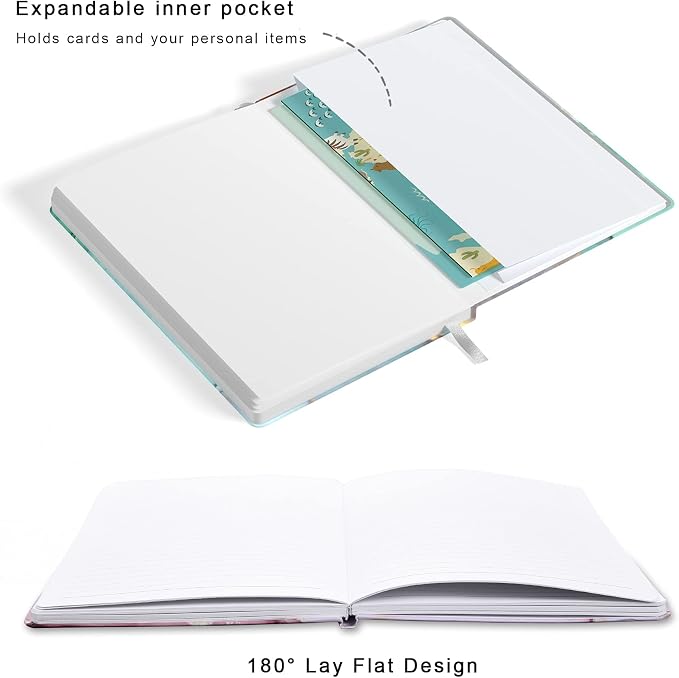 Lined Journal Notebook, Hardcover Journal for Women, Medium 5.7 x 8.4 in, 160 Pages Thick Paper, Cute Aesthetic Floral College Ruled Notebook for Writing Journaling Work Office School, Flower