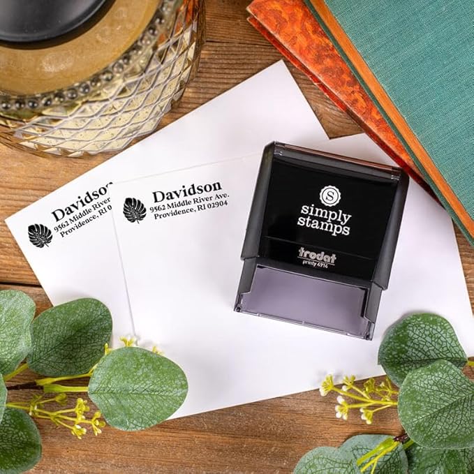 Custom Floral Address Stamp | Choose from 12 Designs | Multiple Ink Color Options | Envelope Return Address Stamp for Couple or Family (Design 7, Large)