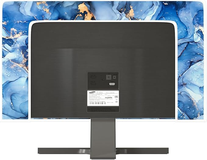 Baocicco Navy Blue Gold Marble Computer Monitor Dust Cover Creative Texture Grain Computer Screen Cover Panel Case Computer Screen Protective LCD/LED/HD 32 Inch Modern HD Monitor Decors