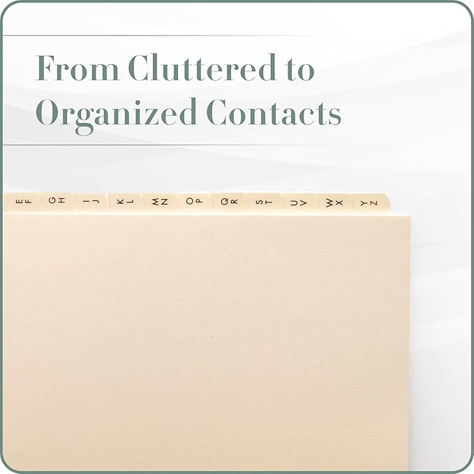 Gallery Leather A-Z Dividers for 3 Ring Binder - Binder and Address Book Alphabet Letter Tabs for Smooth Contact Organization