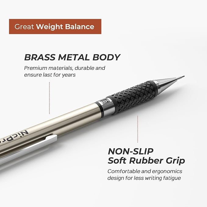 Nicpro 0.7 mm Art Mechanical Pencil Set in Storage Case, 3 PCS | Metal Drafting Pencil Lead Pencil+6 Tube HB Lead Refill, 12 Eraser, Comfort Grip For School Writing, Artist Drawing Sketching