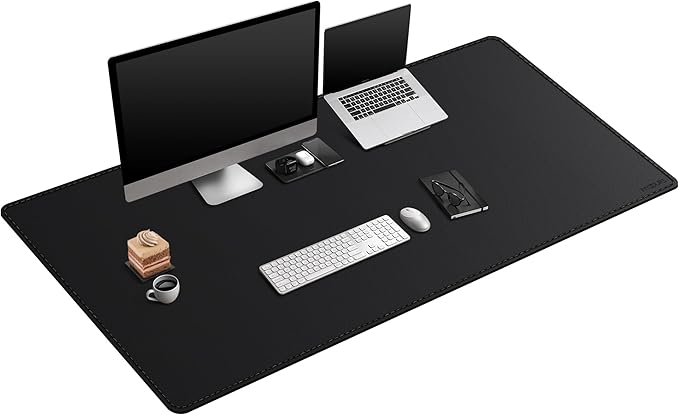 Mydours Giant Desk Mat, 63 x 28 inch Extended PU Leather Desk Pad, Gaming Desk Mat for Home Office Desk, Mouse Pad for Home Office & Computer Workstation, Extra Pad for Standing Desk (Black)