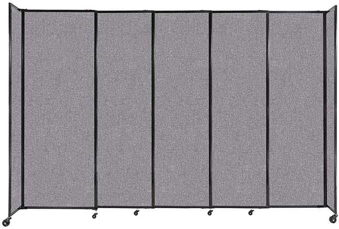 Versare Straightwall Sliding Portable Wall Partition | Freestanding Office Dividers | Locking Wheels | Temporary Room Separator | 11'3'' Wide x 7'6'' Tall Cloud Gray Fabric Panels