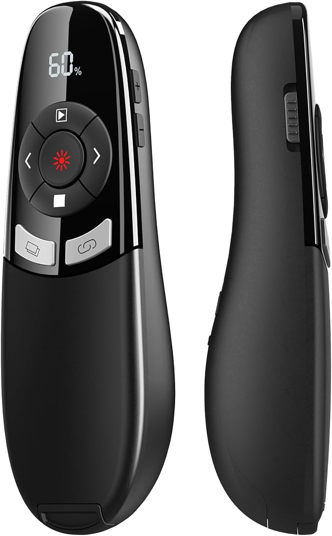 USB Type C Presentation Clicker with Battery & Timer Display, Wireless Presenter Remote PowerPoint Clikcer for Mac Computer