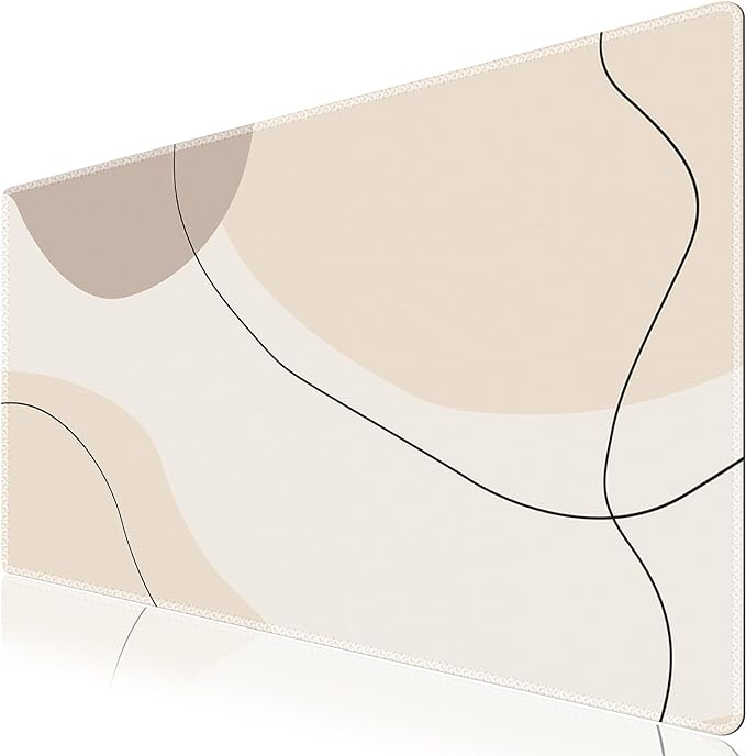 iCasso Extended Gaming Mouse Pad (35.4x15.7 in), Large Stable Rubber Base Mousepad with Stitched Edges, Keyboard Mouse Mat Desk Pad for Work, Game, Office, Home-Brown Art Modern