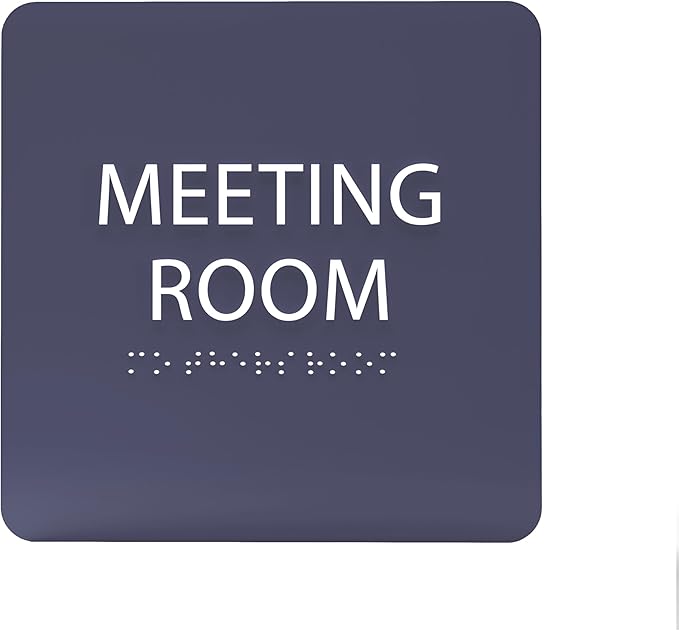ADA CENTRAL SIGNS - 6" X6" Meeting Room Sign - ADA Compliant Tactile Graphics Grade 2 Braille Text Acrylic Wall Sign - Privacy Interview Room Name Door Sign for Schools Hospitals Offices & Apartments