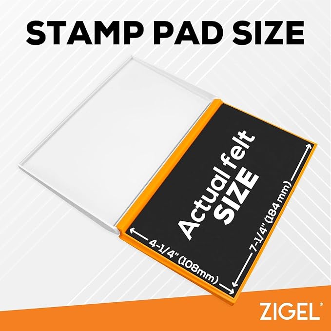 2 Pack Plastic Case Stamp Pad Large Size, Black Color - Size: 4" x 7" - Choose from 15 Ink Colors