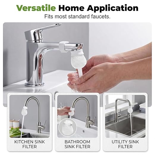 Faucet Filter Cotton Bags (100pcs) | Universal Tap Compatible Filter Bags, Splash-Proof Water Filtration Design, Tool-Free One-Step Installation