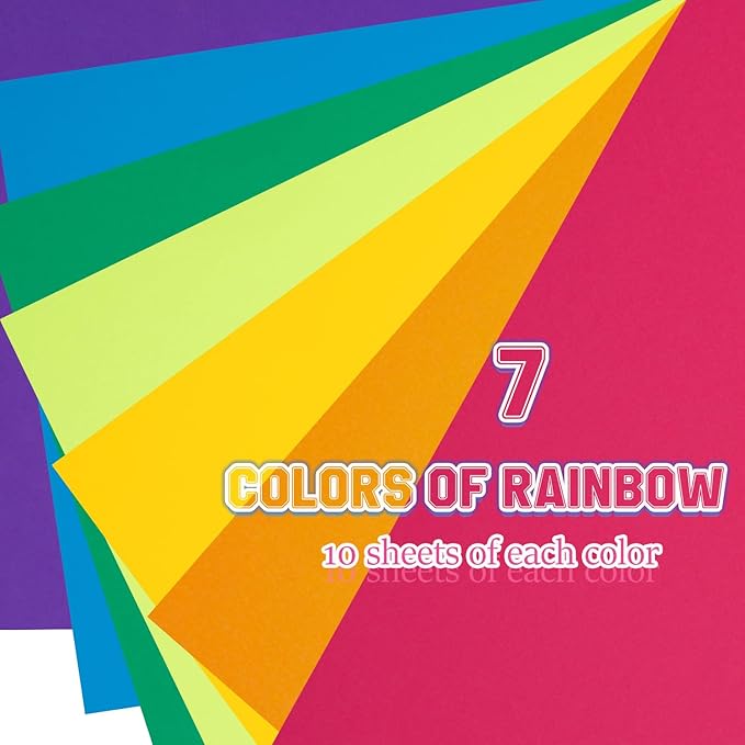 Colored Cardstock 8.5 in x 11 in,56 Sheet Classic Rainbow Index Paper 300 GSM/110 LB HeavyWeight Card Stock Set of 7 Colors for Cutting DIY Kids Art Craft
