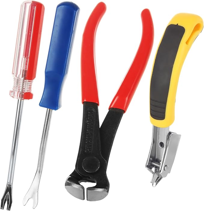 STARVAST 8PCS Nail Puller and Staple Remover Tool Set, Including End Clippers, Nail Remover, V-Shaped Staple Remover and U-Shaped Staple Remover for Furniture, Floor, Wall, Car, Photo, Frame