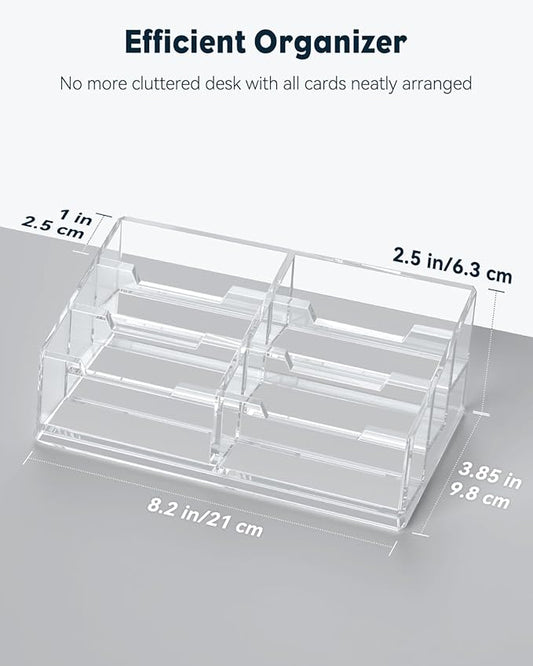 Uniclife Acrylic Business Card Holder for Desk 6 Slots Clear Business Card Display Stand for Men & Women Desktop Business Card Organizer Card Stand for Office Home Exhibition, 360 Card Capacity
