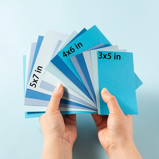 50 Sheets 4x6 Colored Cardstock Paper 5 Colors Blank Flash Cards, 250 GSM Heavy Card for DIY Art Projects, Cards (5 Blue)