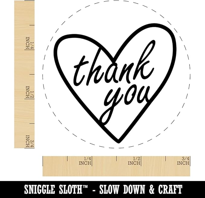 Thank You in Heart Self-Inking Rubber Stamp Ink Stamper for Stamping Crafting Planners - 3/4 Inch Small - Black Ink
