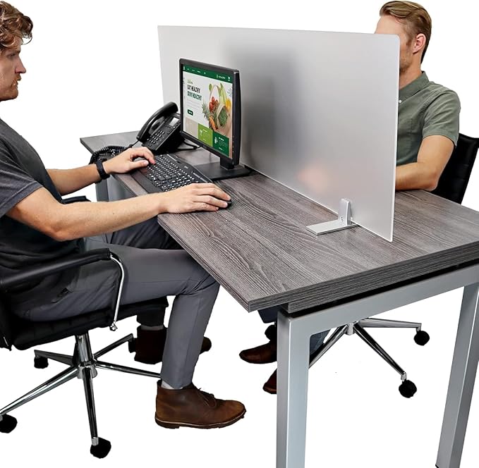 OBEX Acrylic Free Standing Screen, Divider for Desk Privacy Home & Office Partitions for Table Top Workstation, Portable Cubicle Panel for Work, 18" x 24", Frosted