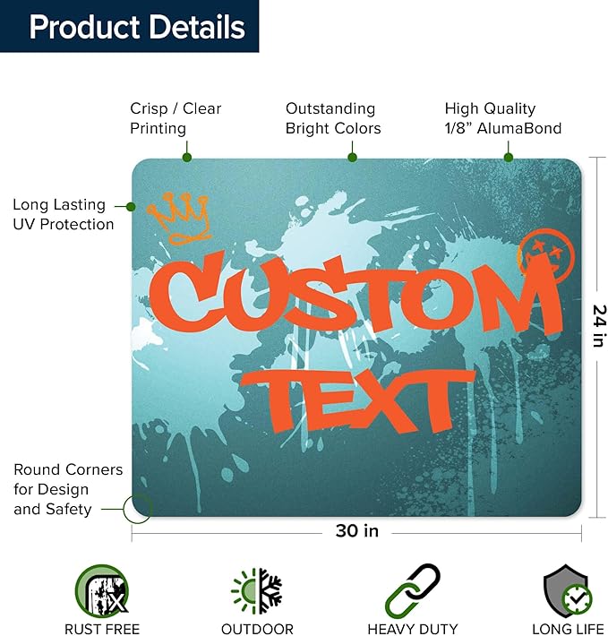 Custom Sign, Custom Street Sign, 11 Font Colors, 13 Font Styles, 4 Hole Options, 22 Sizes, 24x30 Inches, Rust Free DiBound, Fade Resistant, Made in USA by My Sign Center (Graffiti)