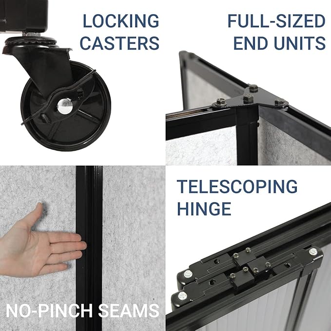 Versare Straightwall Sliding Portable Wall Partition | Freestanding Office Dividers | Locking Wheels | Temporary Room Separator | 15'6" Wide x 7'6" Tall Red Fabric Panels