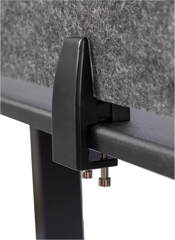 Stand Up Desk Store ReFocus Raw Clamp-On Acoustic Desk Divider Mounted Privacy Panel to Reduce Noise and Visual Distractions (Anthracite Gray, 59" x 16")
