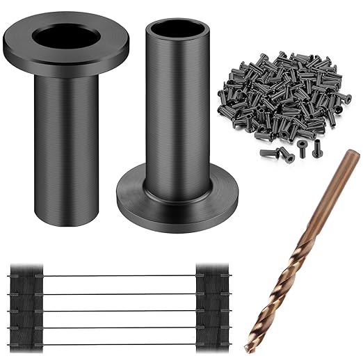 CKE 100 Pack T316 Stainless Steel Black Protector Sleeves for 1/8" 5/32" or 3/16" Cable Deck Stair Railing Kit System, Black Cable Railing Protective Sleeves for Wood Posts, DIY Balustrade, CR01-3/16