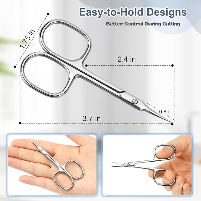 Cuticle Scissors, Curved Fine Tip, Men Women, Matte | Fine curved scissors for eyebrow, eyelash, cuticle and nail grooming. Small precision for manicure pedicure. Men women.