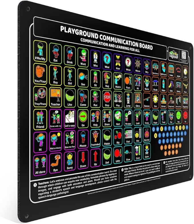 Weather-Proof Aluminum School Playground Communication Board for Autism - Outdoor Inclusive Communication Aid, Lightweight & Durable for Autism & Inclusive Play