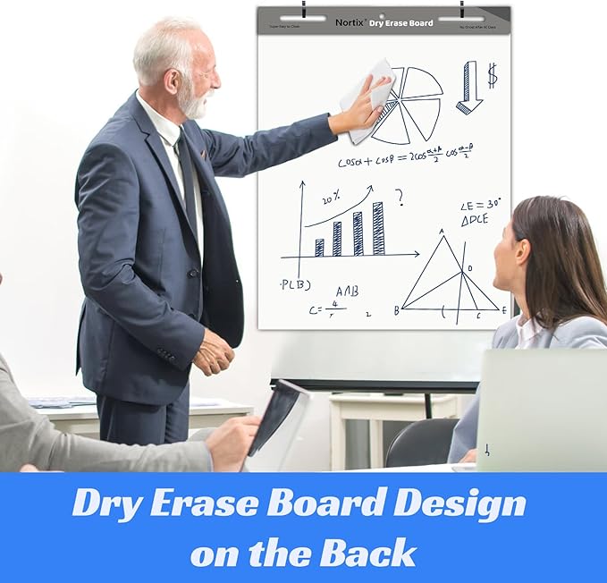 Nortix Sticky Easel Pad, 25x30 Inches Large Self Stick Grid Flip Chart Paper, Upgraded Versatile Sticky Easel Pad with Dry Erase Surface for Meeting/Training/Doodling, 30 Sheets/Pads, 6 Pads