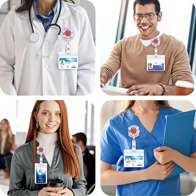 Doing My Berry Best Cute Strawberry Badge Reel, Retractable ID Card Badge Holders, Healthcare Worker Badge Clip for RN MA Pediatric Nurse Doctor Nursing Student Ambulatory Care PT OT Therapists HR