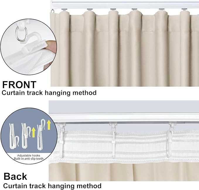 Cbsroro Room Divider Blackout Curtain Track Curtains Wall Dividers Panels Screen for Living Rooms Bedroom Office Privacy Partition Separation, W100 × L120 Inch,1 Panel, Beige