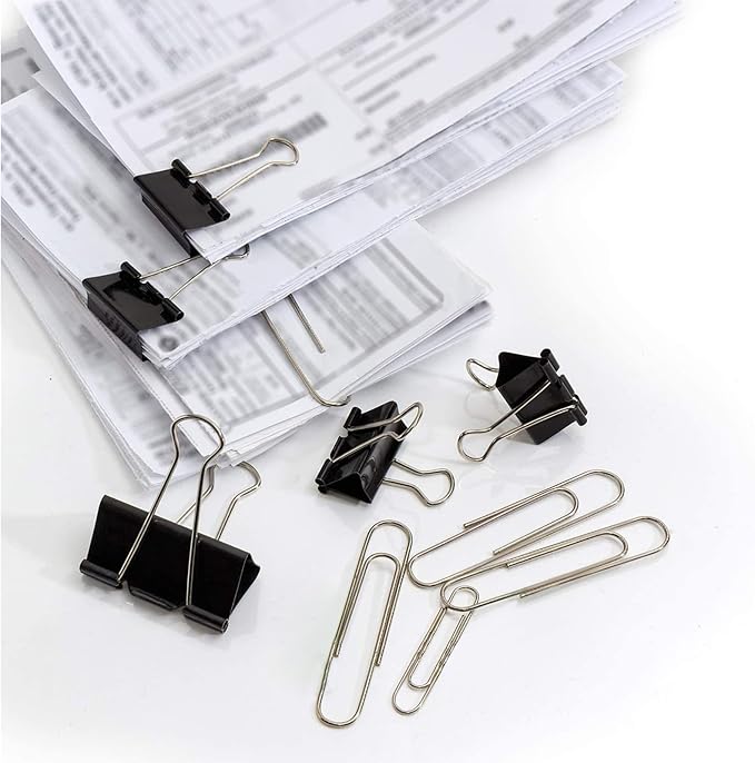 170 Pcs Binder Clips Assorted Sizes, Black Large, Medium, Small Binder Paper Clips for Office Supplies, Home, School,Business Document Organizing（Black）