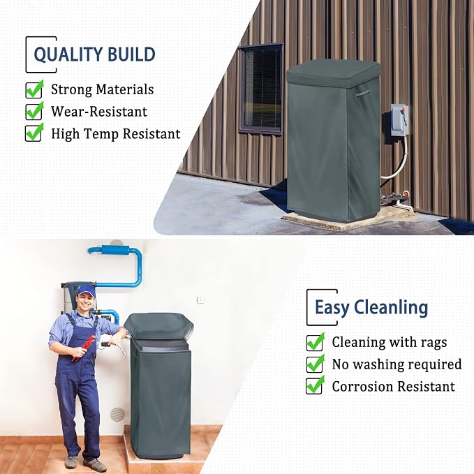 Outdoor Water Softener Cover, Heavy Duty Weather Resistant | 600D Oxford Fabric, Rear Pipe Opening, Dual Zipper Access, Secure Fit, Rain & Sun Protect, Whole House Water Softener Cover